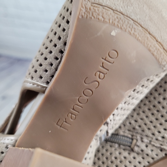 FRANCO SARTO | Dale 2 perforated suede leather heeled ankle booties boots - Picture 9 of 10